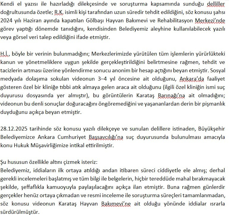 ABB, Karataş Hayvan Bakımevi ve Rehabilitasyon Merkezindeki iddialara ilişkin açıklama yaptı - Resim : 2