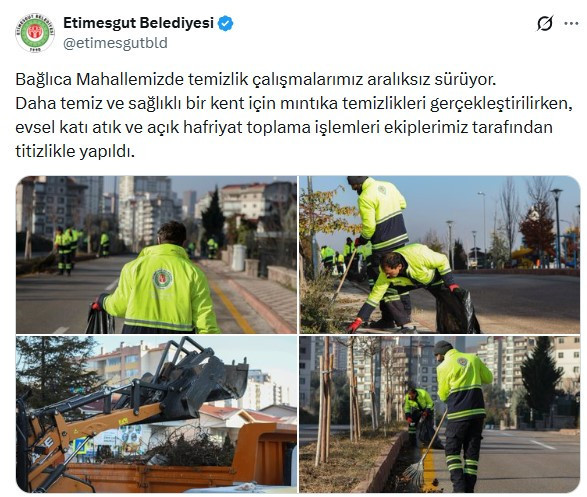 Etimesgut Belediyesi'nden Bağlıca Mahallesi'nde mıntıka temizliği!