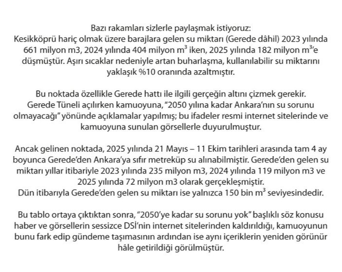 ABB'den 'Ankara'ya haftalardır su verilemiyor' eleştirilerine yanıt! - Resim : 2