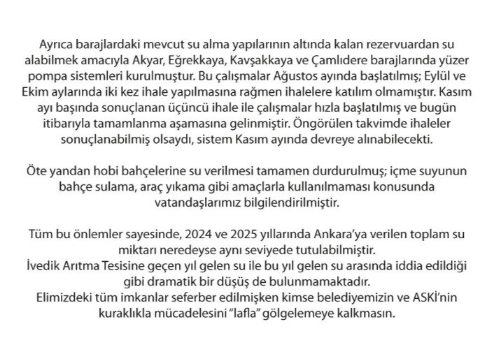 ABB'den 'Ankara'ya haftalardır su verilemiyor' eleştirilerine yanıt! - Resim : 3