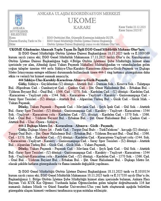 EGO’dan Ankara’da toplu taşıma düzenlemesi: Çok sayıda otobüs hattı güzergahı değişti, yeni hat tahsisleri yapıldı