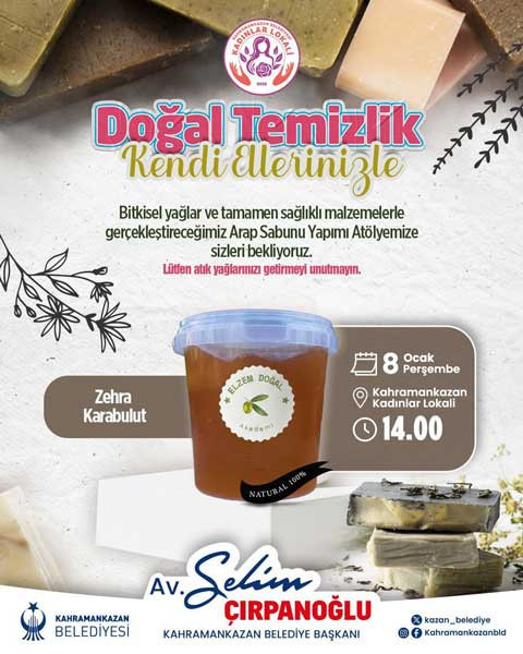 Kahramankazan Belediyesi'nden kadınlara doğal temizlik atölyesi!