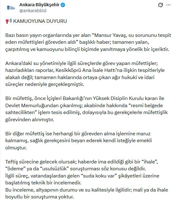 ABB, müfettişlerle ilgili iddialara yanıt verdi!