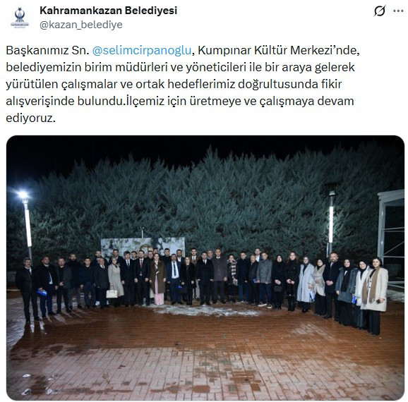 Kahramankazan Belediyesi yönetimi özel toplantıda bir araya geldi