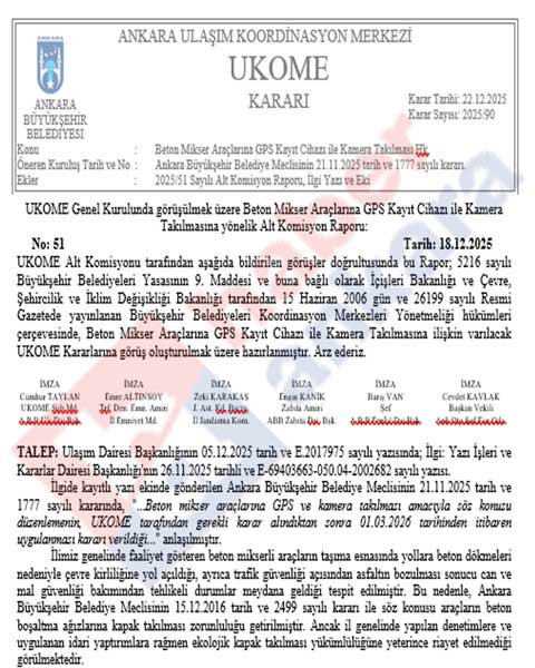 Ankara'da beton mikser araçlarına GPS Kayıt Cihazı ile Kamera takılması zorunlu oldu