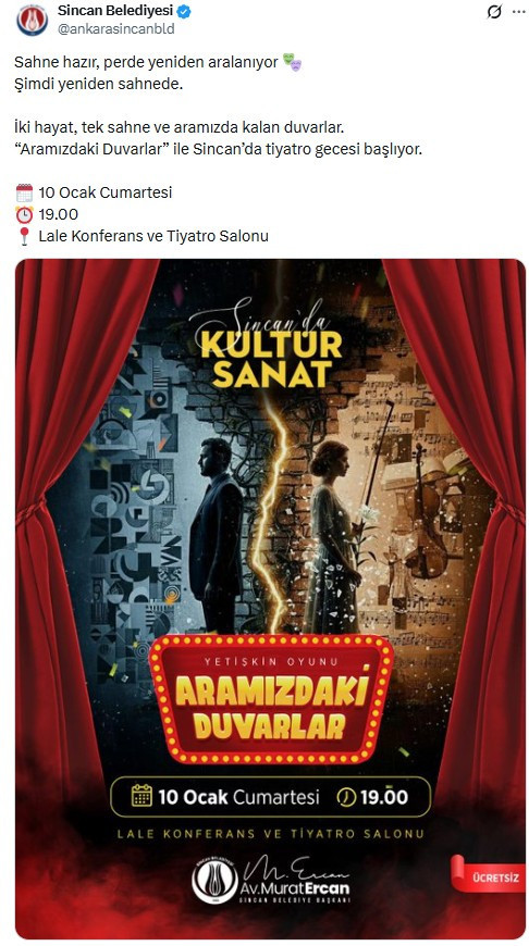 Sincan'da yetişkinler ve çocuklar 10 Ocak'ta tiyatro gösterisi düzenlenecek - Resim : 2