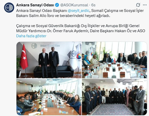 ASO Başkanı Ardıç, Somali'den gelen heyeti kabul etti