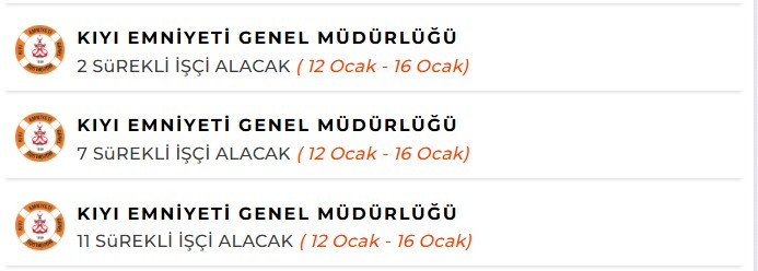 Kıyı Emniyet Müdürlüğü 20 işçi alımı yapacak!