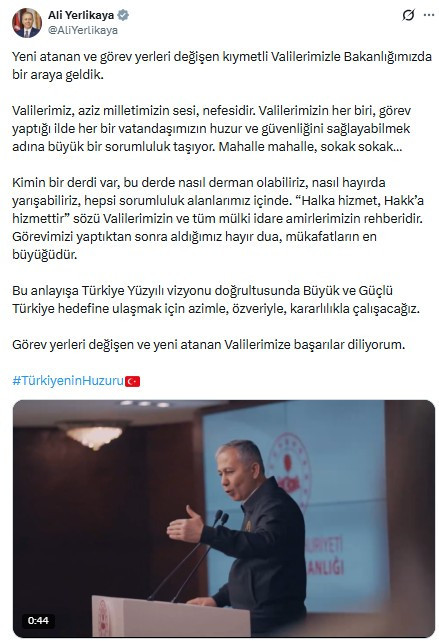 Bakan Yerlikaya yeni atanan ve görev yeri değişen valilerle bir araya geldi!