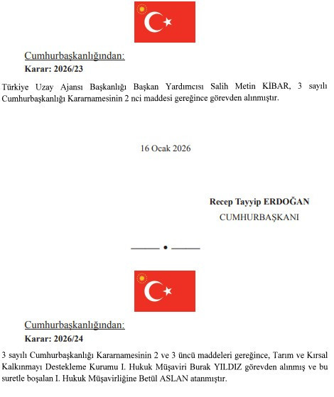 17 Ocak tarihli Atama Kararnamesi yayımlandı! Cumhurbaşkanı Erdoğan'dan kritik görevden alma ve atama kararı - Resim : 8