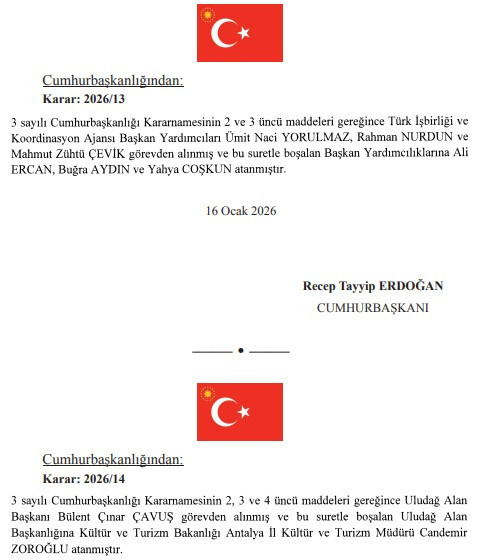 17 Ocak tarihli Atama Kararnamesi yayımlandı! Cumhurbaşkanı Erdoğan'dan kritik görevden alma ve atama kararı - Resim : 4