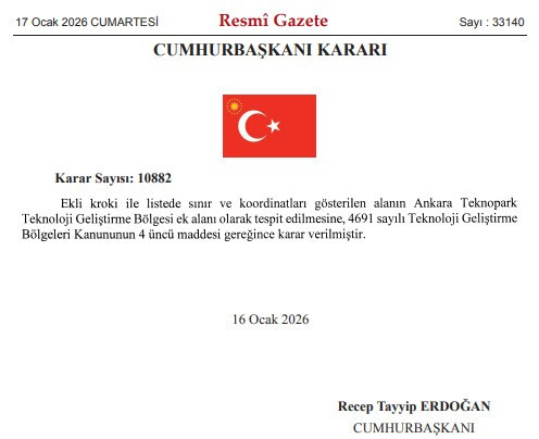 Yenimahalle'de bu alan Ankara Teknopark Teknoloji Geliştirme Bölgesi ek alanı ilan edildi!