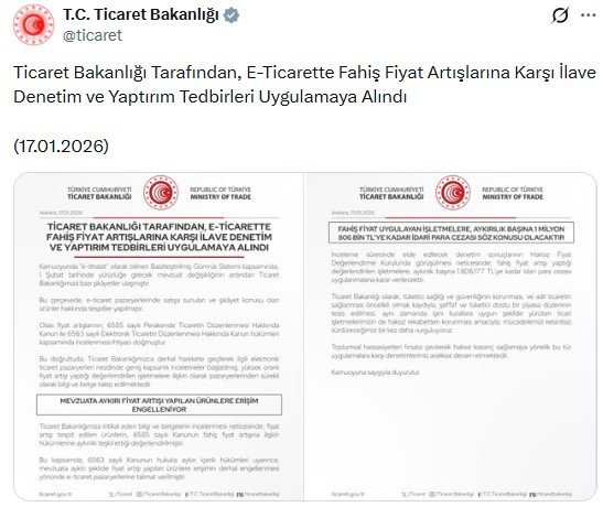 Ticaret Bakanlığından e-ticarette fahiş fiyat denetimi!