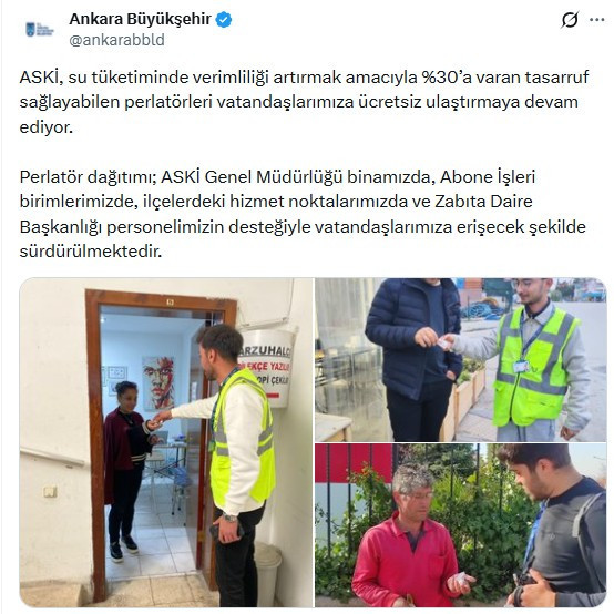 ASKİ, ücretsiz perlatör dağıtımına devam ediyor