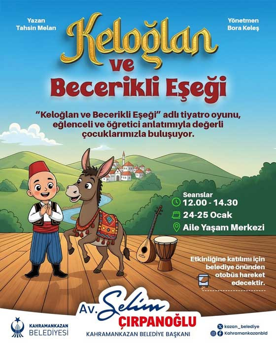 Kahramankazan Belediyesinden çocuklara ücretsiz tiyatro!