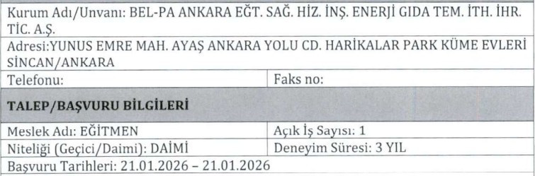 BEL-PA Ankara mühendis, eğitmen, büro personeli ve sosyal hizmet uzmanı alacak! - Resim : 2