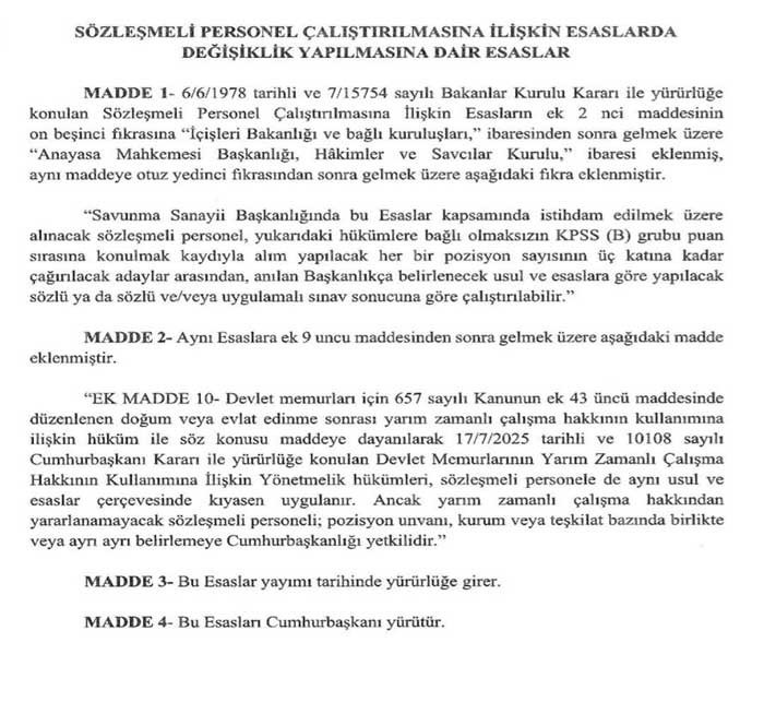 Sözleşmeli personele yarı zamanlı çalışma hakkı yürürlüğe girdi - Resim : 2