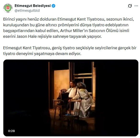 Etimesgut Belediyesi Kent Tiyatrosu'nden bir başyapıt:  Satıcının Ölümü!