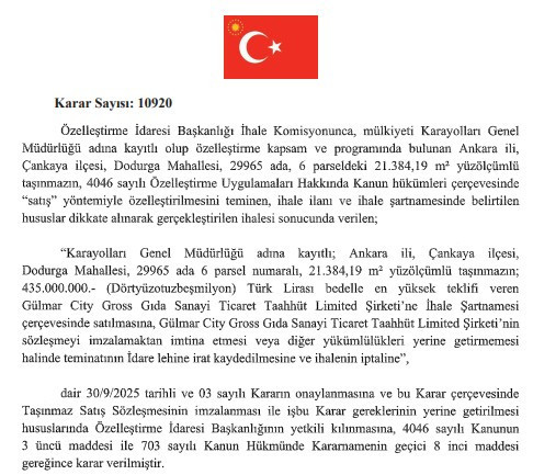 Cumhurbaşkanı Erdoğan imzaladı: Ankara'da milyonluk özelleştirme kararları! - Resim : 3