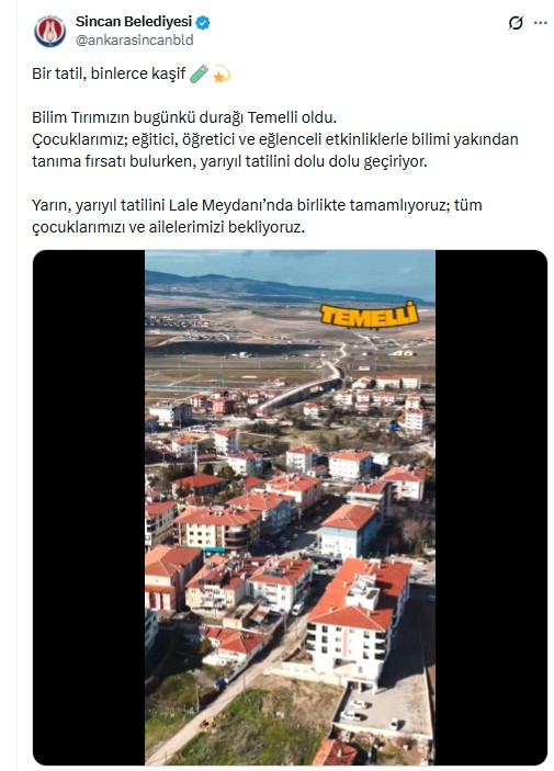 Sincan Belediyesi Bilim Tırı'nın sıradaki durağı Temelli oldu!