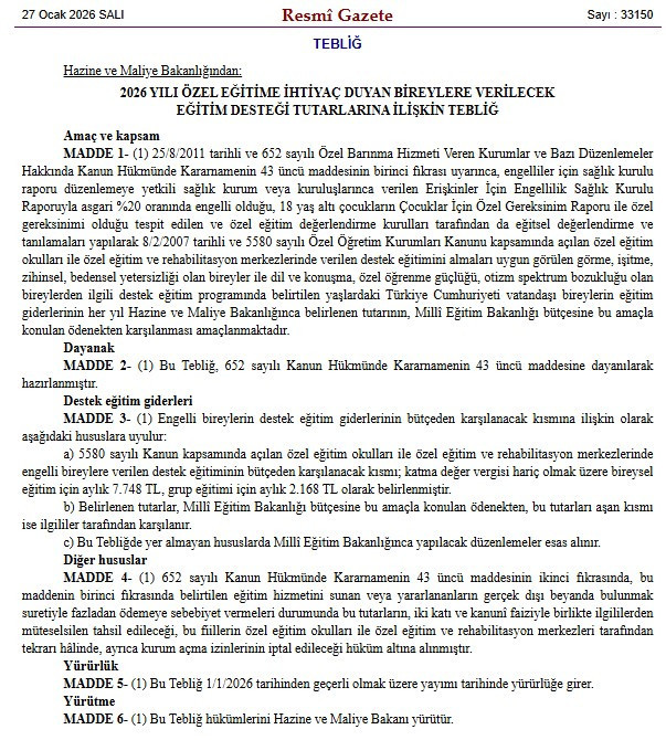 Özel eğitime giden çocuğa devlet yardımı 2026! Rehabilitasyon ödenek zammı açıklandı
