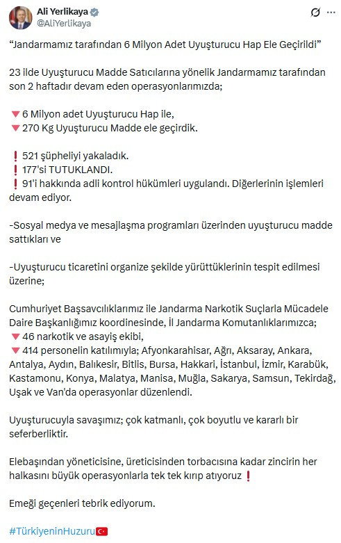Ankara'nın da aralarında olduğu 23 ilde yasaklı madde operasyonu!