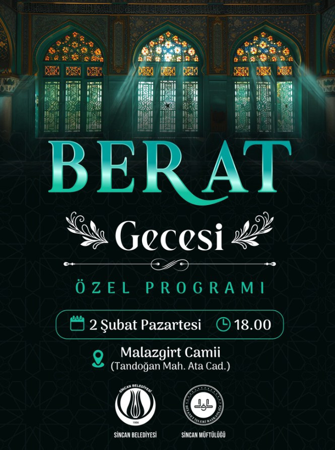 Sincan Belediyesinin kandil programı saat 18.00'de başlayacak