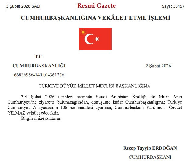 3-4 Şubat'ta Cumhurbaşkanı Erdoğan'a Cevdet Yılmaz vekalet edecek