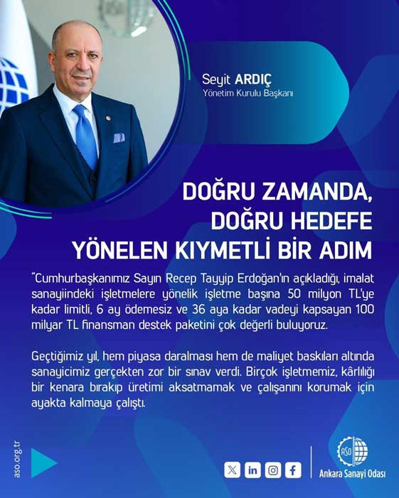 ASO Başkanı Ardıç, finansman destek paketini değerlendirdi