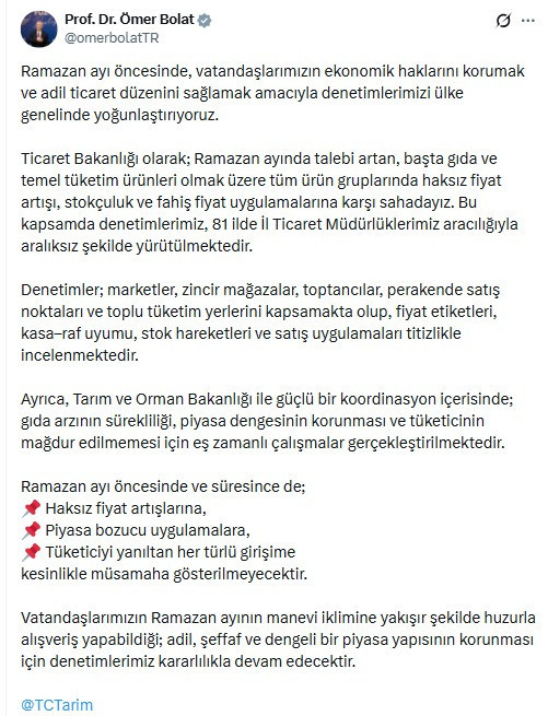 Ramazan öncesinde ülke denetimlerinde gıda denetimi hız kazandı