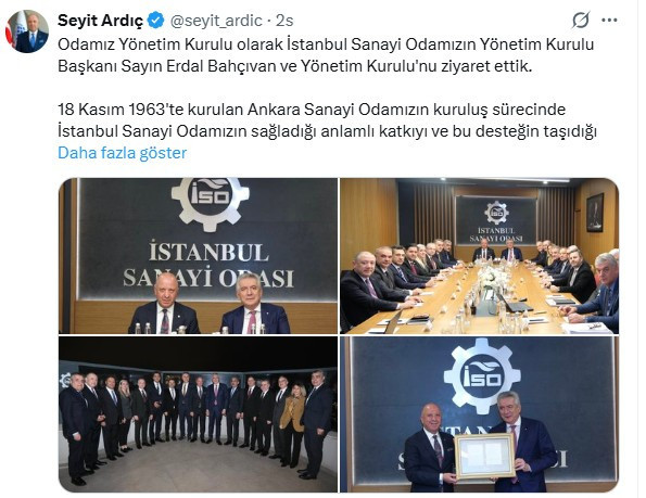 Ankara Sanayi Odası, İSO Başkanı Erdal Bahçıvan ve Yönetim Kurulu'nu ziyaret etti