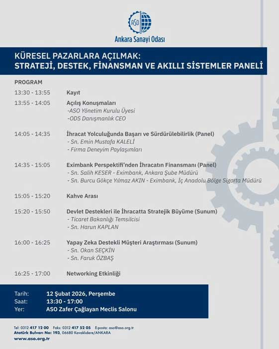 ASO'dan küresel piyasalara açılmak isteyen sanayicilere özel panel