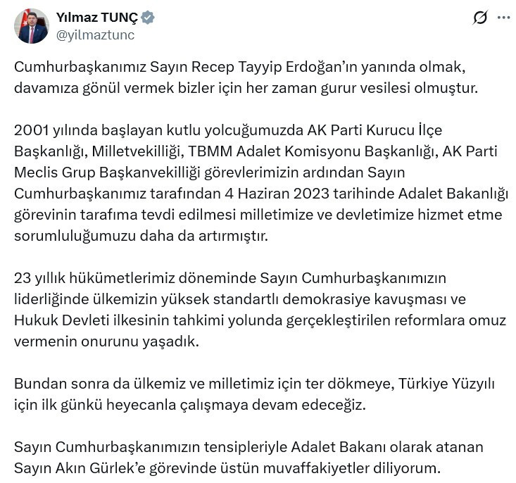 Bakanlık görevleri sona eren Ali Yerlikaya ve Yılmaz Tunç'tan veda mesajları - Resim : 2