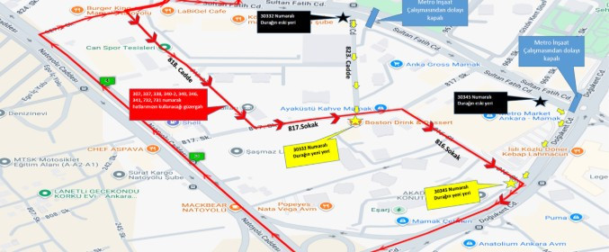 EGO metro çalışmaları nedeniyle bazı durakların yerlerini taşıdı