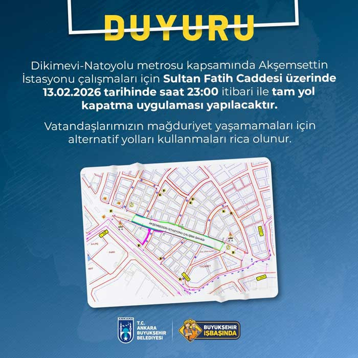 ABB duyurdu: Sultan Fatih Caddesi üzerinde tam yol kapatma uygulanacak
