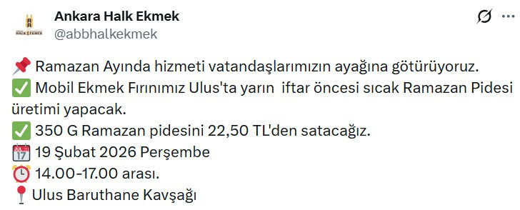 Ankara Halk Ekmek, mobil ekmek fırını ile sıcak Ramazan pidesini vatandaşların ayağına götürecek