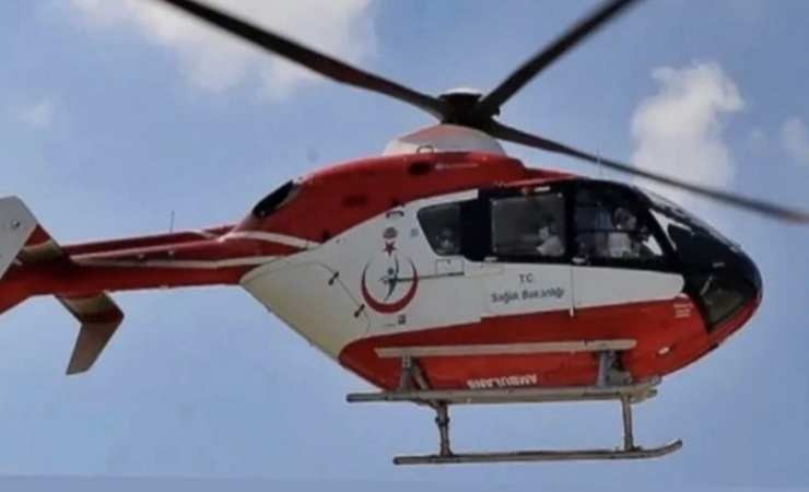 Çankırı'da inme inen hasta ambulans helikopterle Ankara'ya getirildi