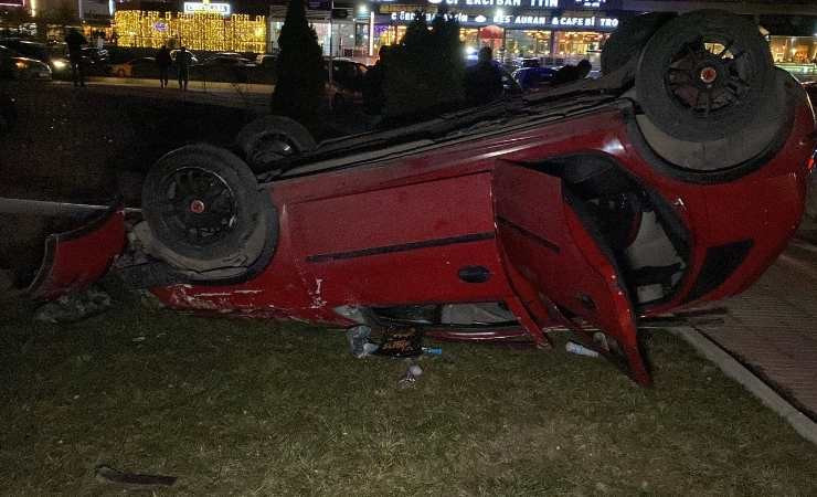Çorum'da takla atan otomobilde sürücü yaralandı