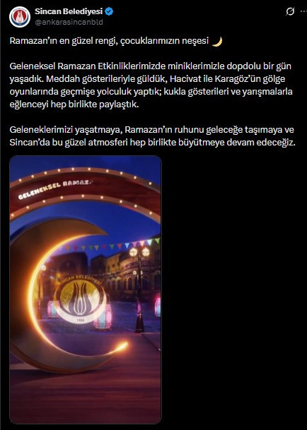 Sincan Belediyesinden miniklere özel ramazan etkinlikleri