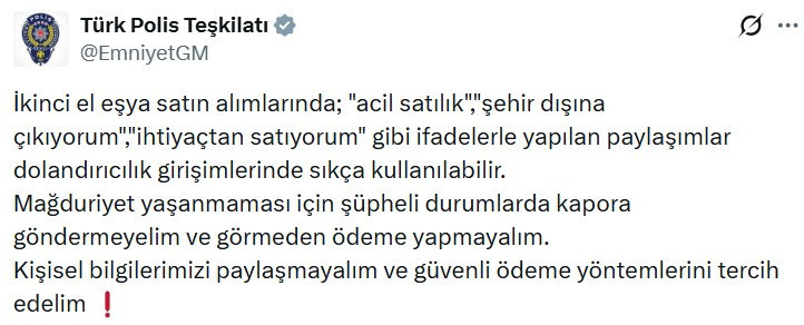 Vatandaşlara ikinci el eşyalardaki dolandırıcılığa karşı uyarı