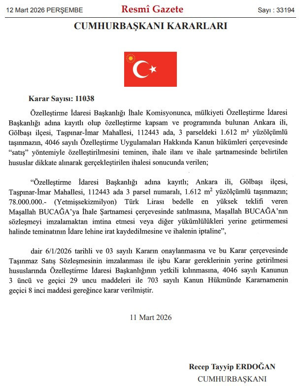 Cumhurbaşkanı Erdoğan'dan Ankara için özelleştirme kararları