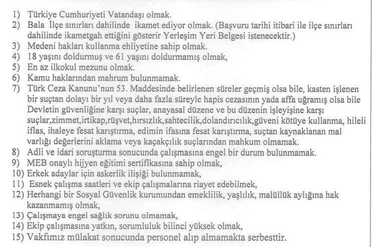 Ankara'da sosyal yardımlaşma ve dayanışma vakfına işçi alınacak - Resim : 2