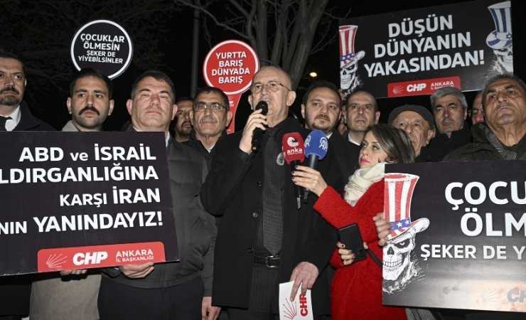 CHP Ankara İl Örgütü, ABD Büyükelçiliği önünde ABD'yi ve İsrail'i protesto ettiler