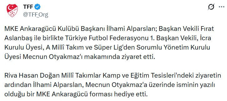 Ankaragücü Başkanı İlhami Alparslan'dan TFF Başkan Vekili Mecnun Otyakmaz'a ziyaret