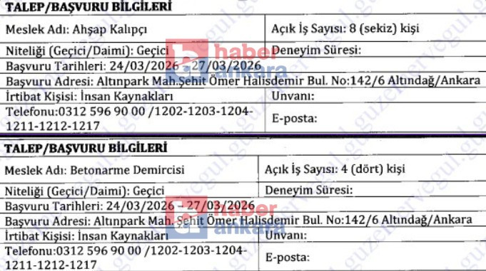 Anfa Ankara KPSS'siz 93 işçi alımı yapacak!