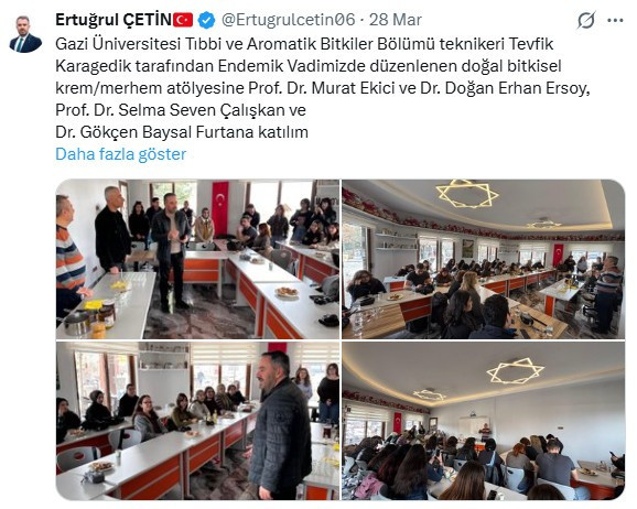 Pursaklar Belediyesi Endemik Vadi'de doğal bitkisel krem/merhem atölyesi düzenledi