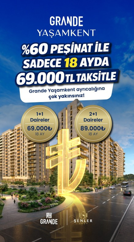 Grande Yaşamkent Projesi 69 bin TL'den başlayan taksitlerle ev sahibi olma imkanı sunuyor