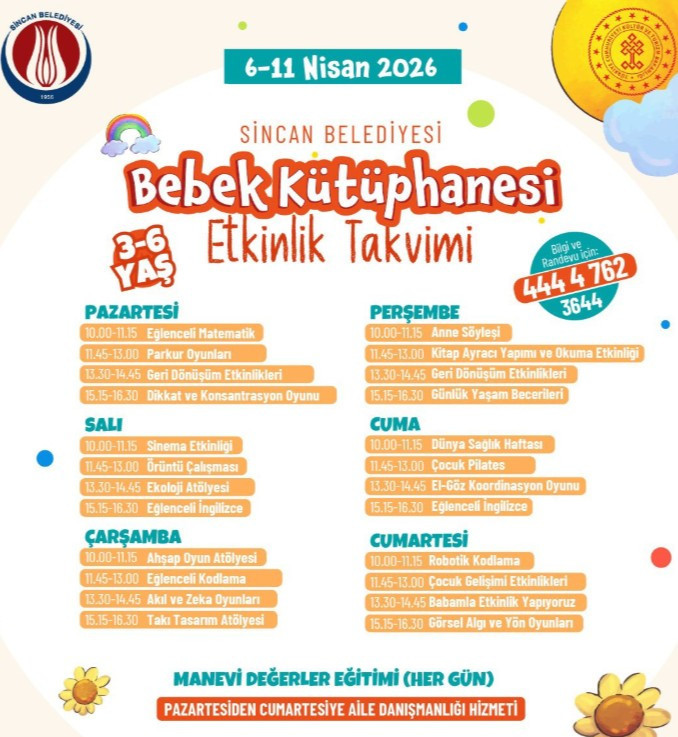 Sincan'da Bebek Kütüphanesi'nin haftalık etkinlik takvimi açıklandı - Resim : 2