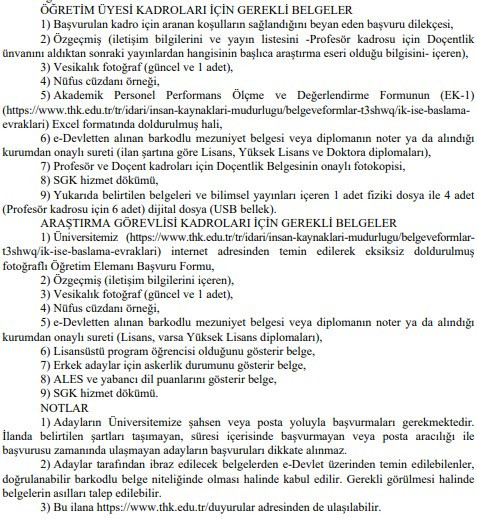 Türk Hava Kurumu Üniversitesi araştırma görevlisi alım ilanı yayımladı