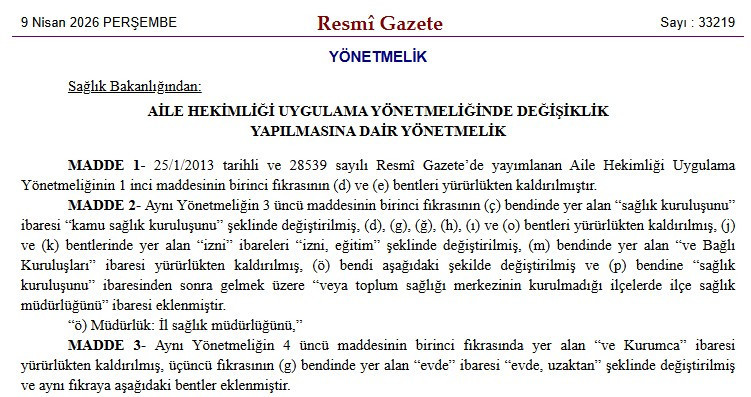 Sağlık Bakanlığı aile hekimliğine yeni hizmet standartları getirdi